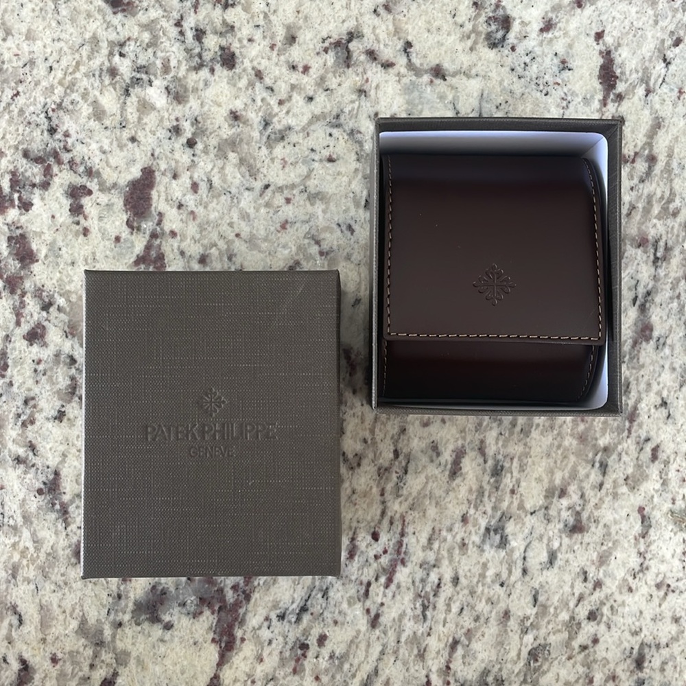 Patek Philippe Brown Leather Travel Watch Case and Box